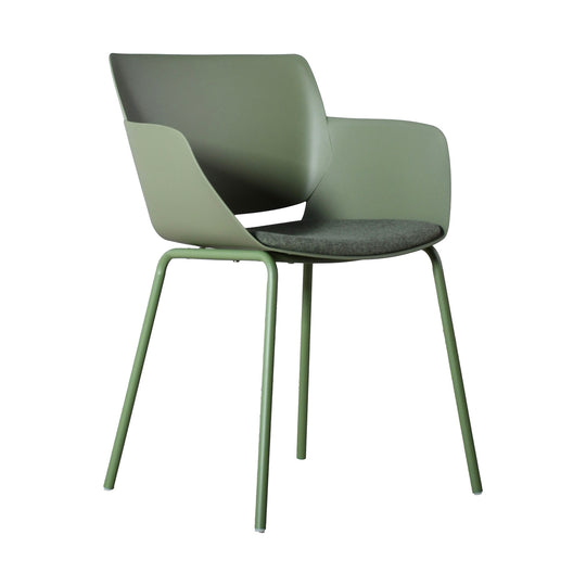 Silla Malta color Verde, vista frontal-lateral