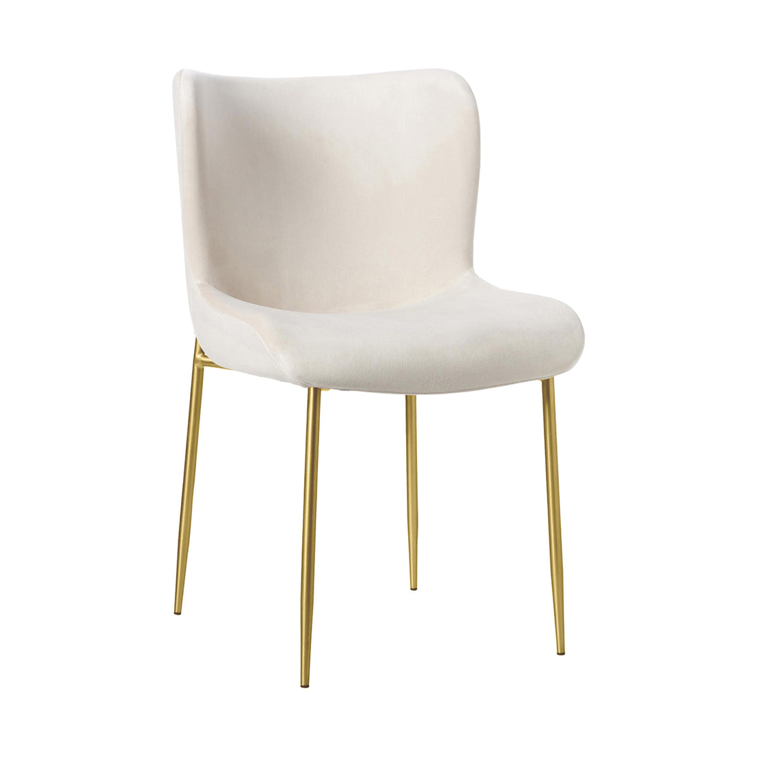 Silla Parana Velvet Crema Vista en Perspectiva