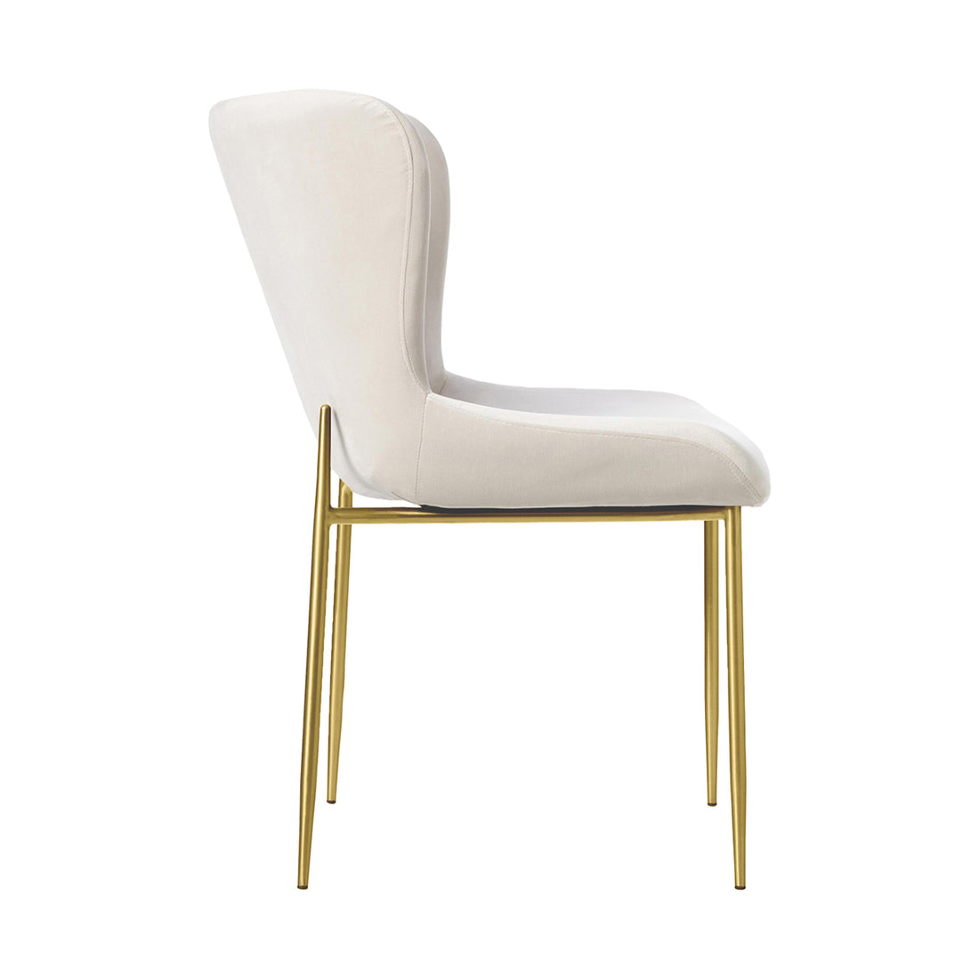 Silla Parana Velvet Crema Vista Lateral