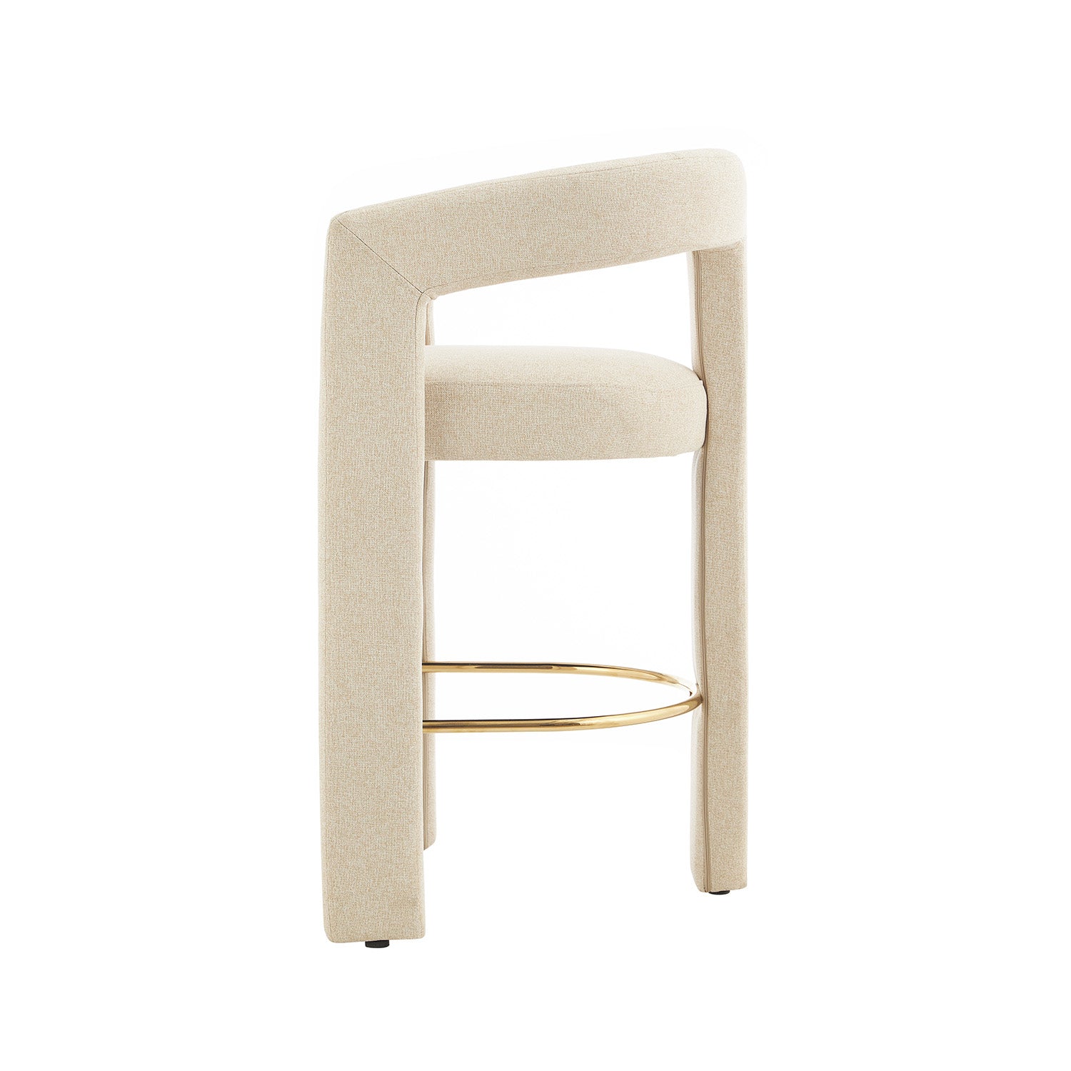 Banco Oman Beige Vista Lateral en Fondo Blanco