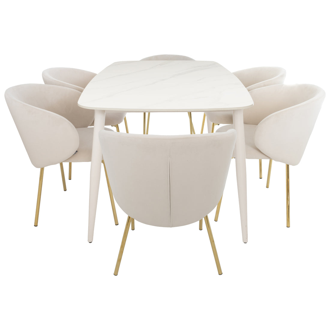 Mesa de comedor Bangkok Blanca 160cm Vista lateral 2