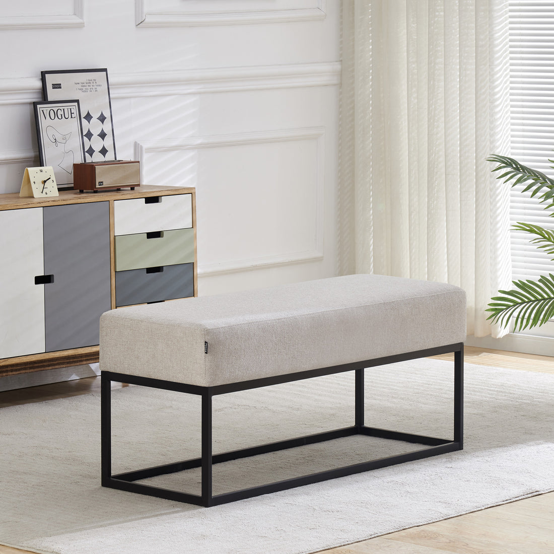 Banca Clermont 110cm Beige Vista de producto 2