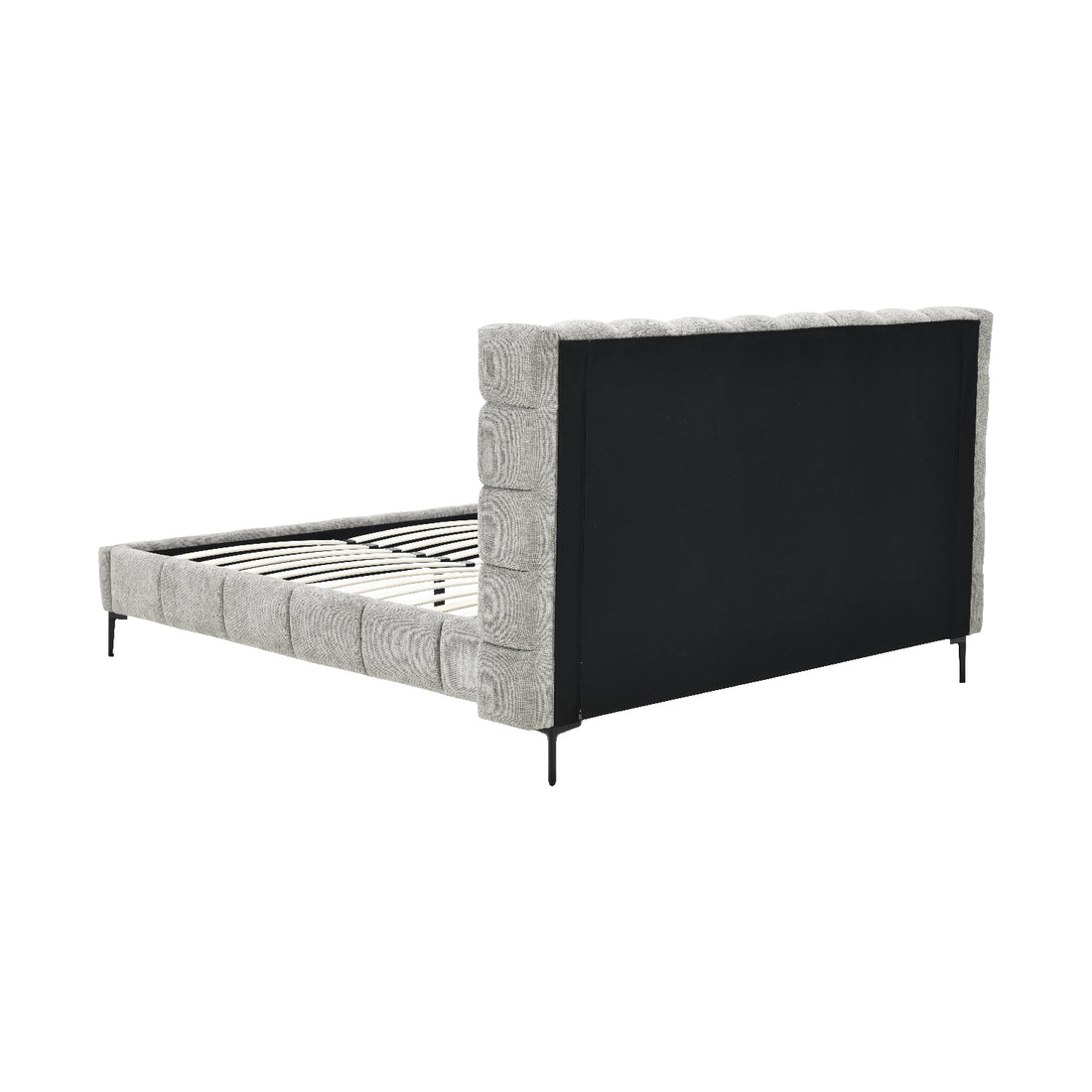 Cama Toledo Queen Gris Vista Trasera en Perspectiva