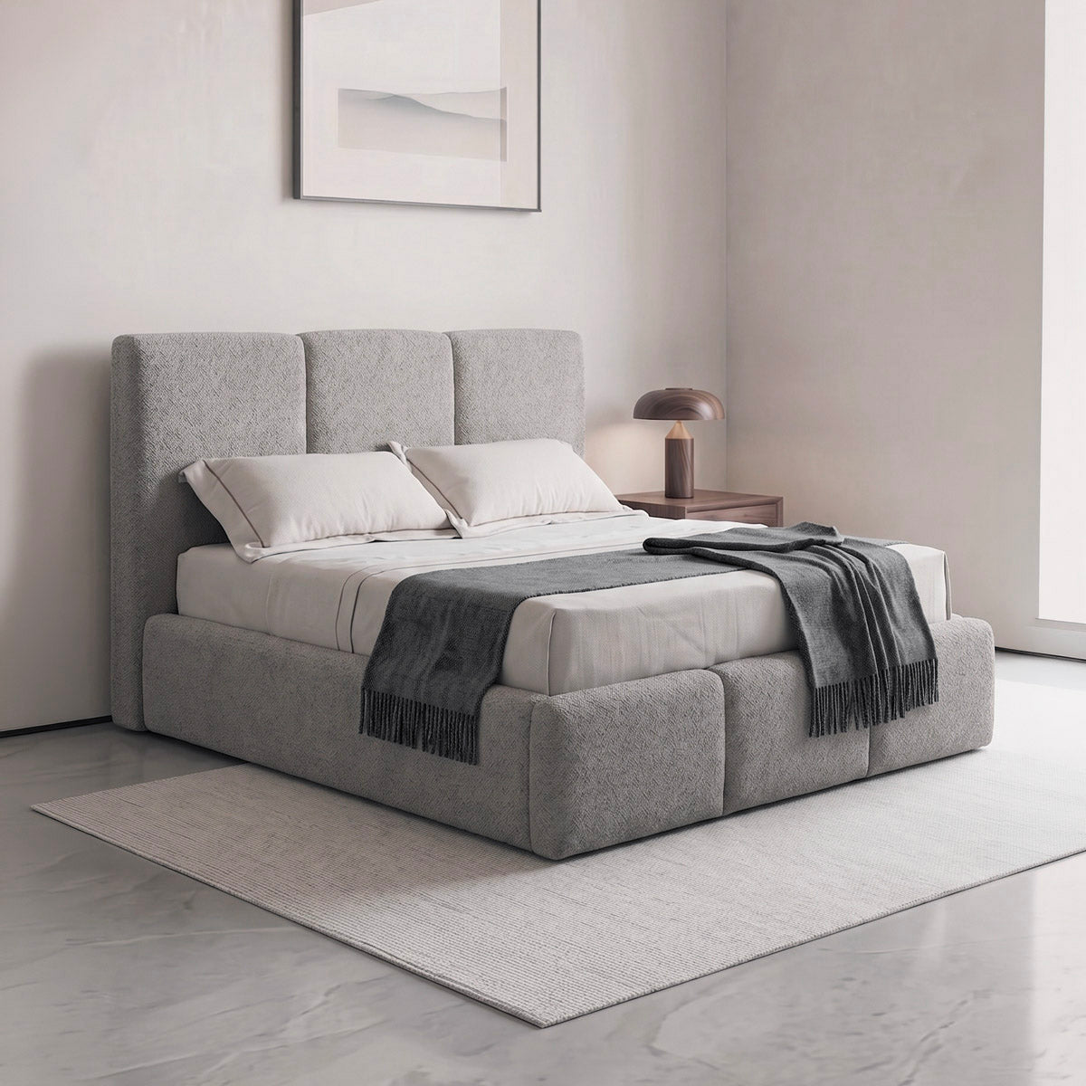 Cama Granada Queen Size en recámara, foto ambientada
