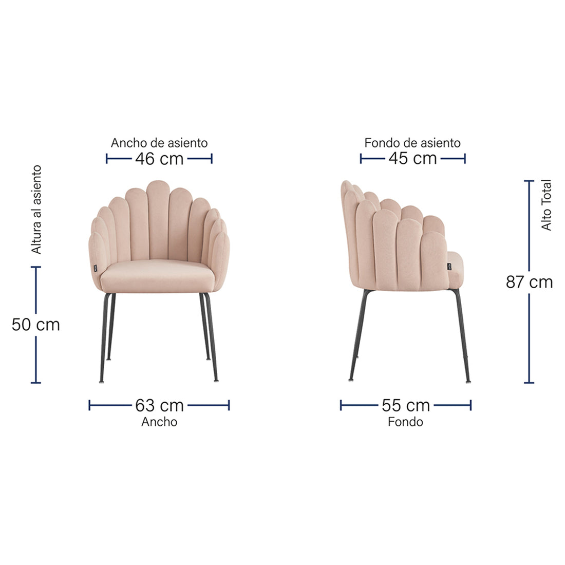 Silla Cordoba Beige Medidas
