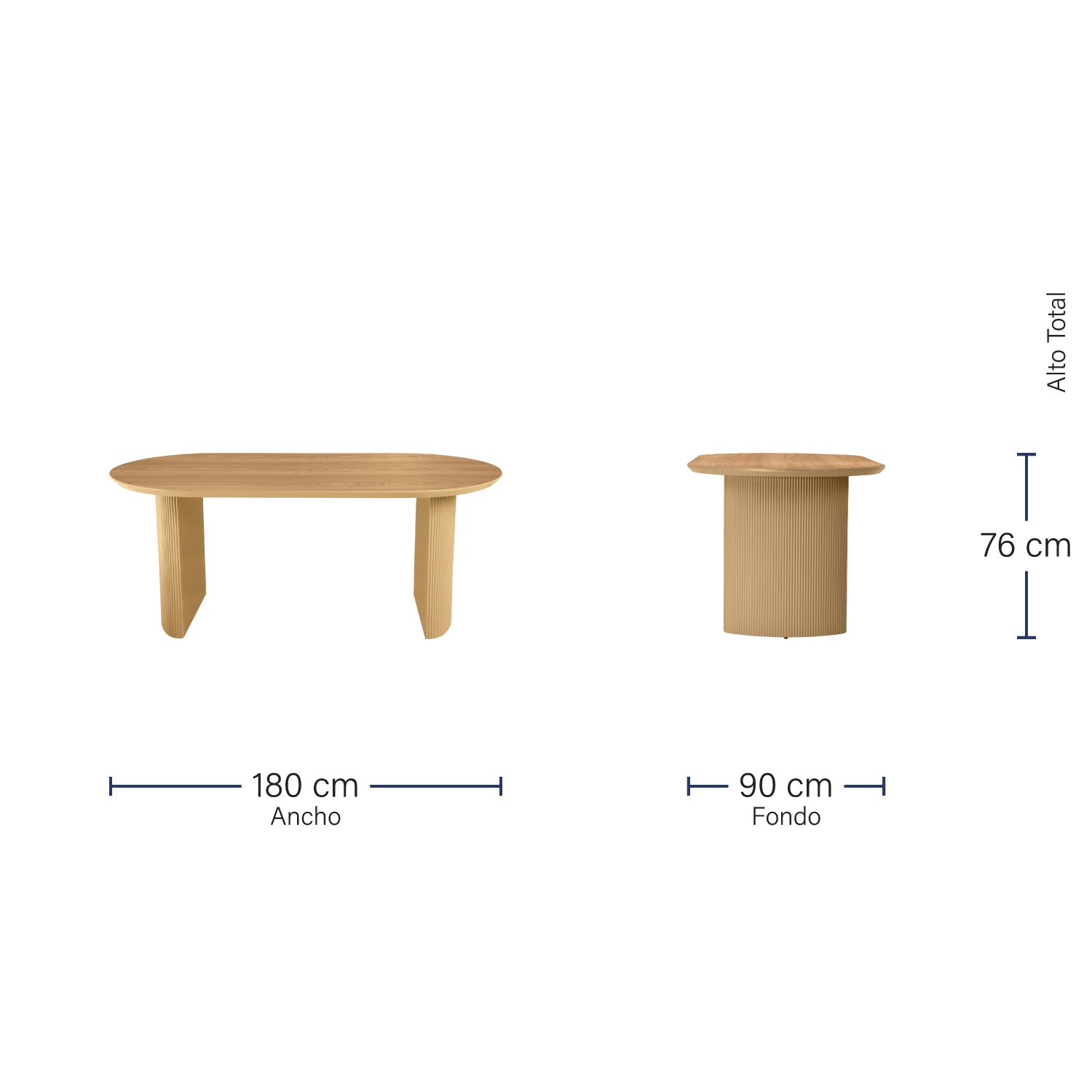 Mesa de Comedor Chipre Natural 180cm Medidas