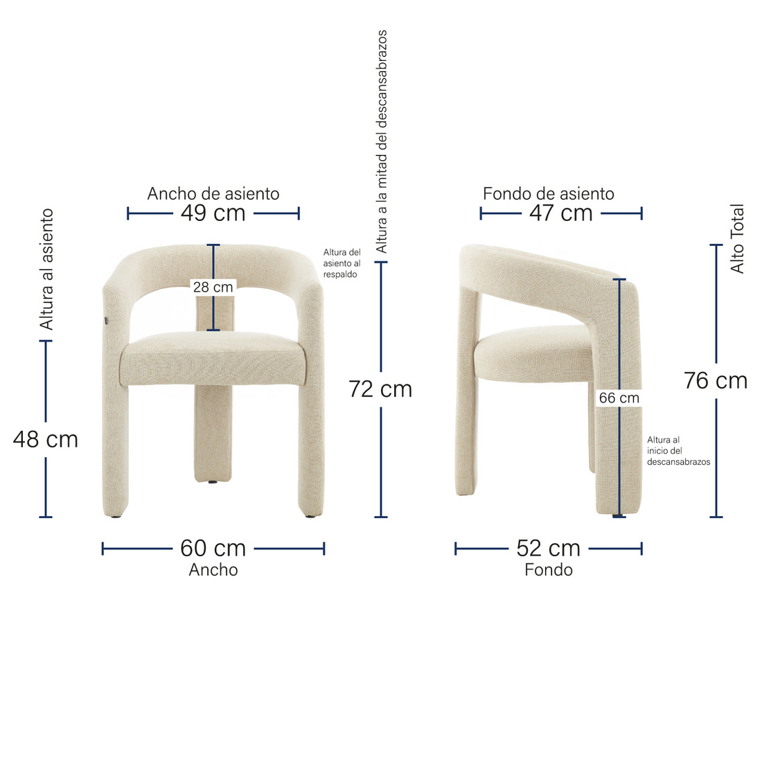 Silla Qatar Beige Medidas