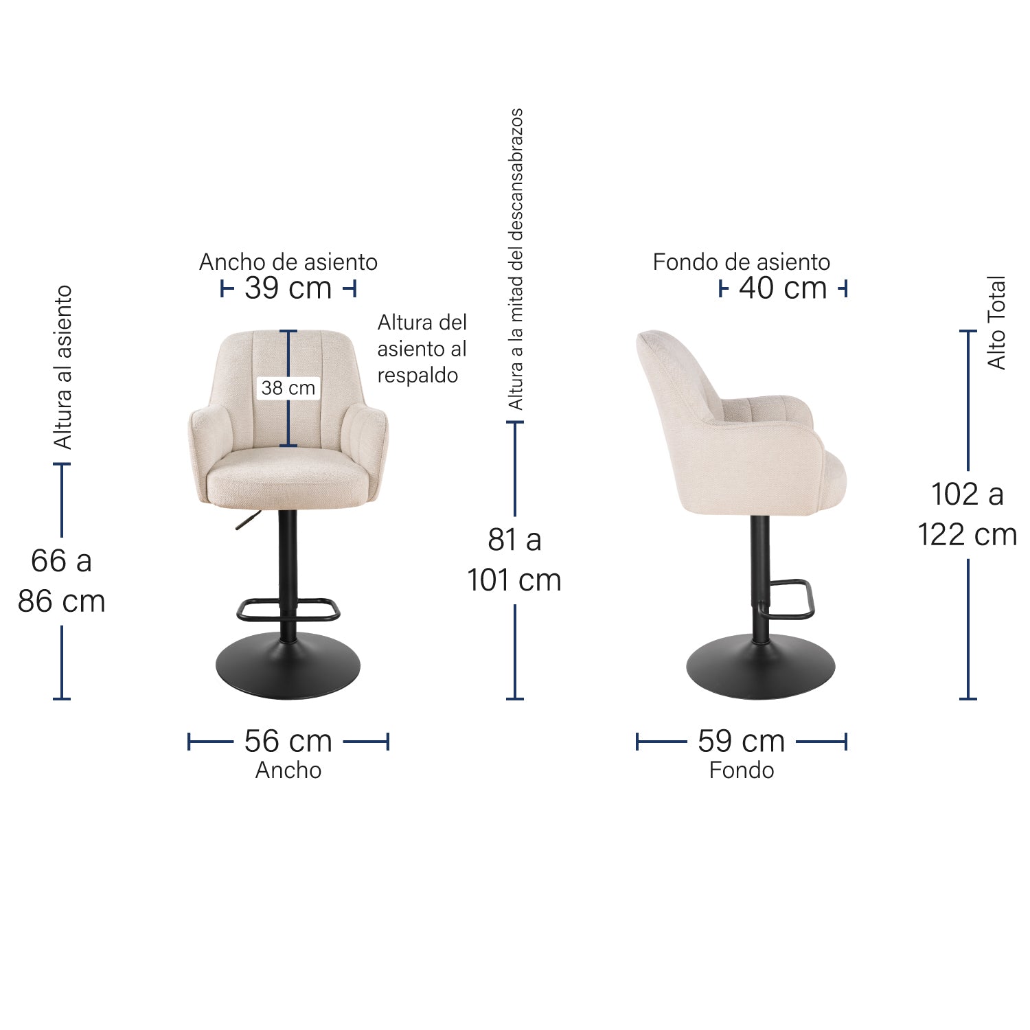 Banco Amsterdam Beige Medidas