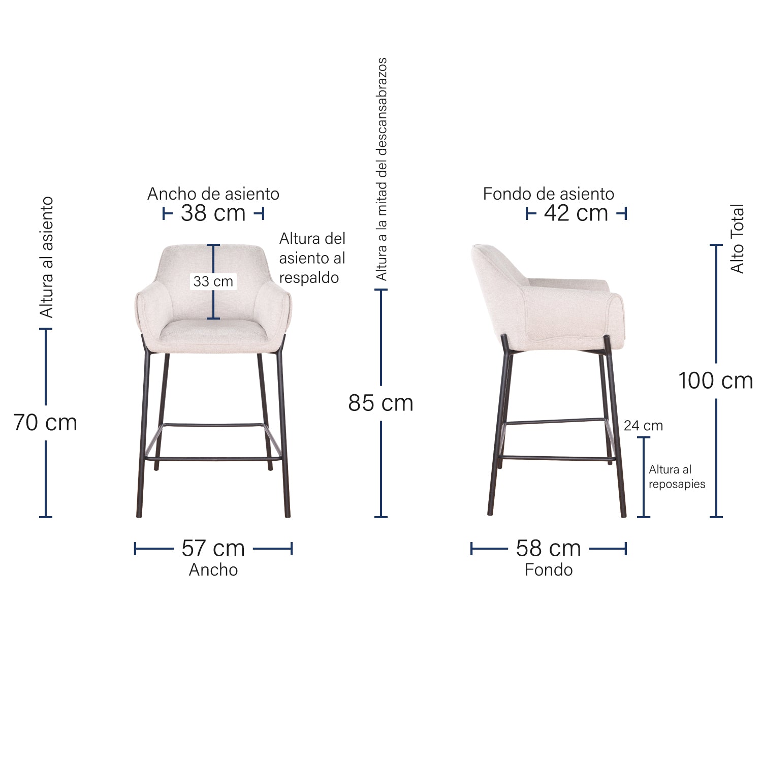 Medidas Banco Toronto Beige Medidas