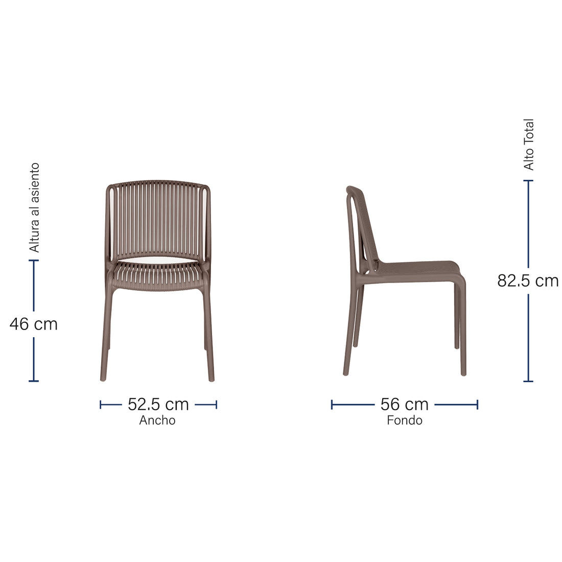 SILLA EXT CRETA TAUPÉ MEDIDAS