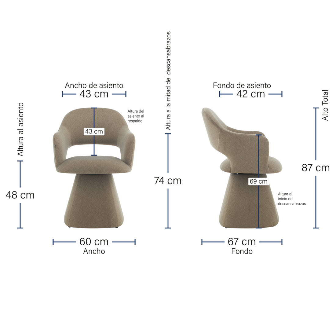 Silla Giratoria Muscat Medidas