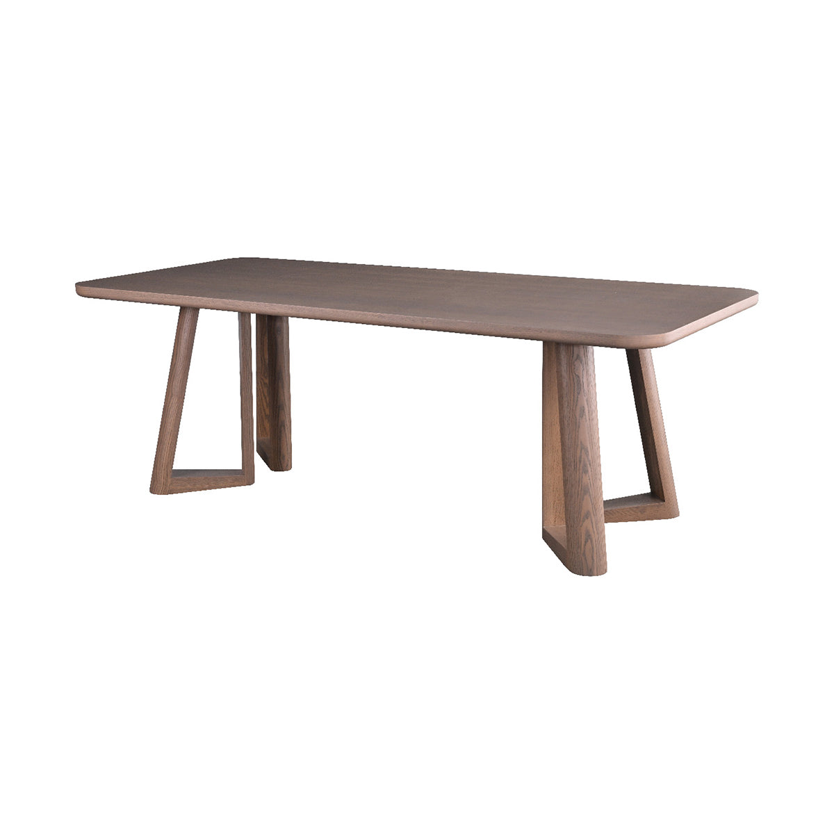 Mesa de comedor Jaipur Nogal fondo blanco vista en perspectiva frontal