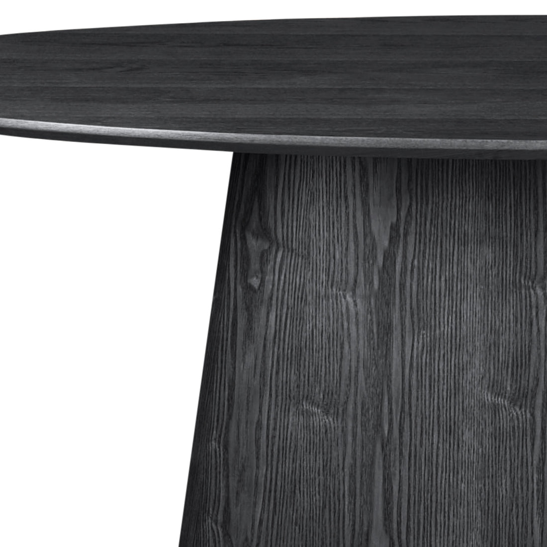 Mesa Tokio Negra Vista en detalle de la cubierta con la base en fondo blanco