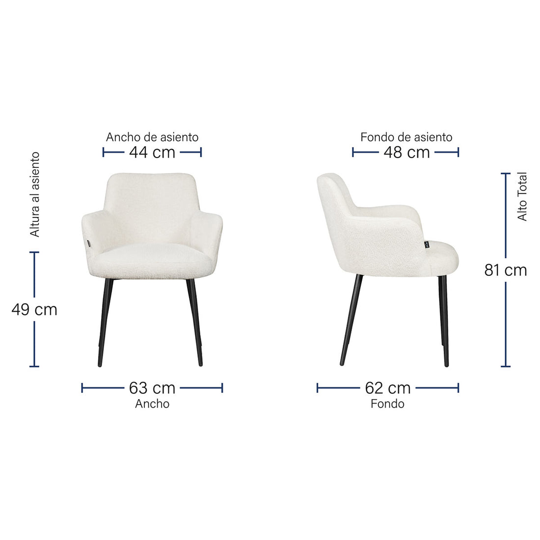 Silla Moscow Azul Medidas