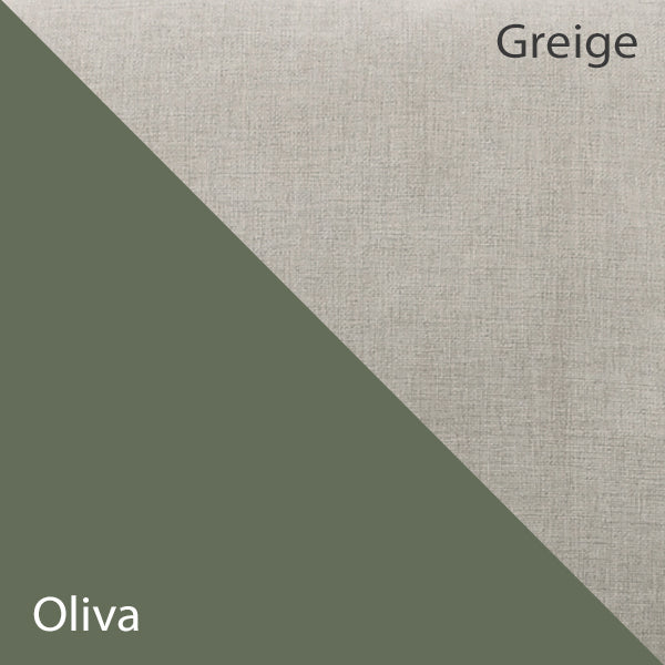 Color Olivo con cojín Greige, muestra de tela