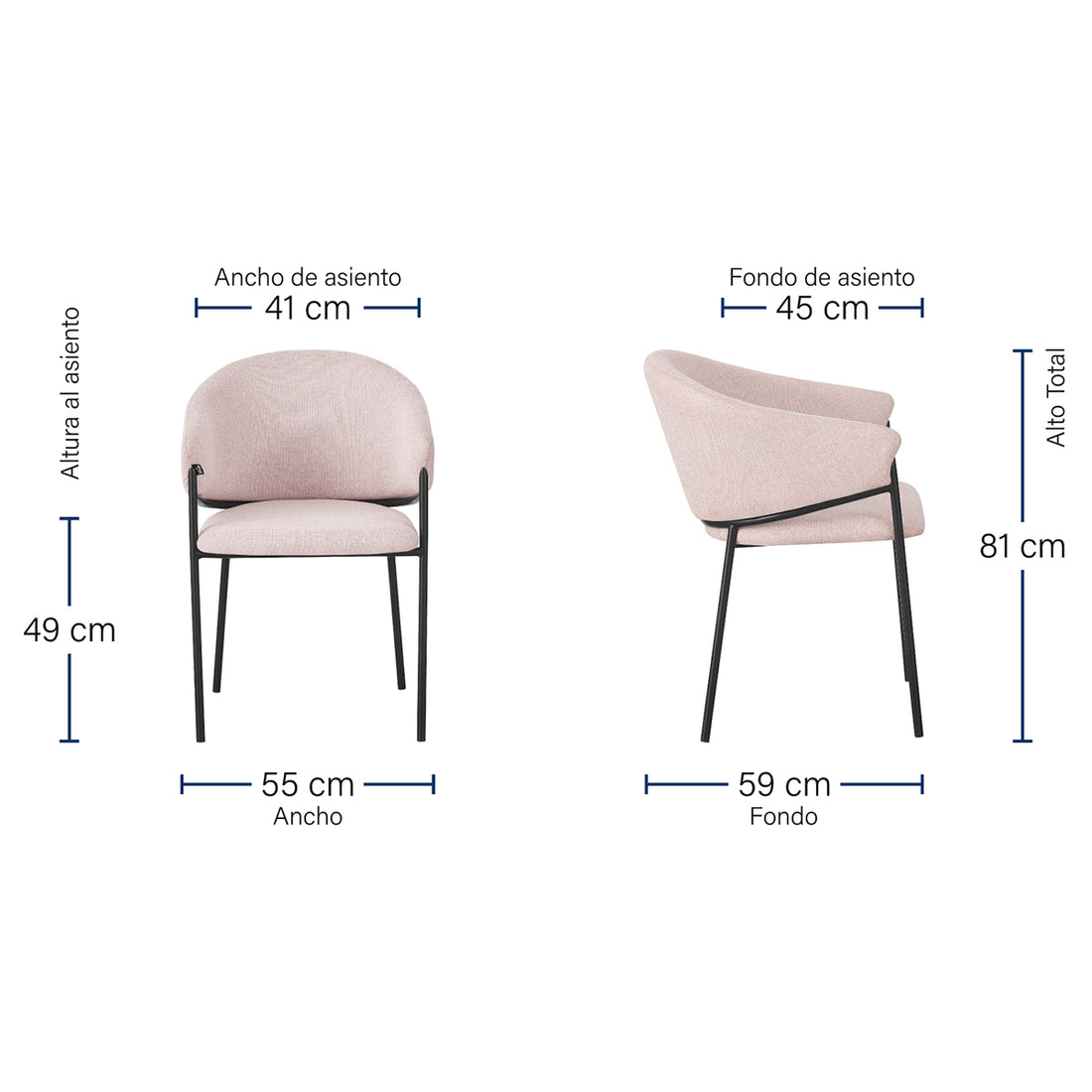 Silla Berlin pata negra Medidas