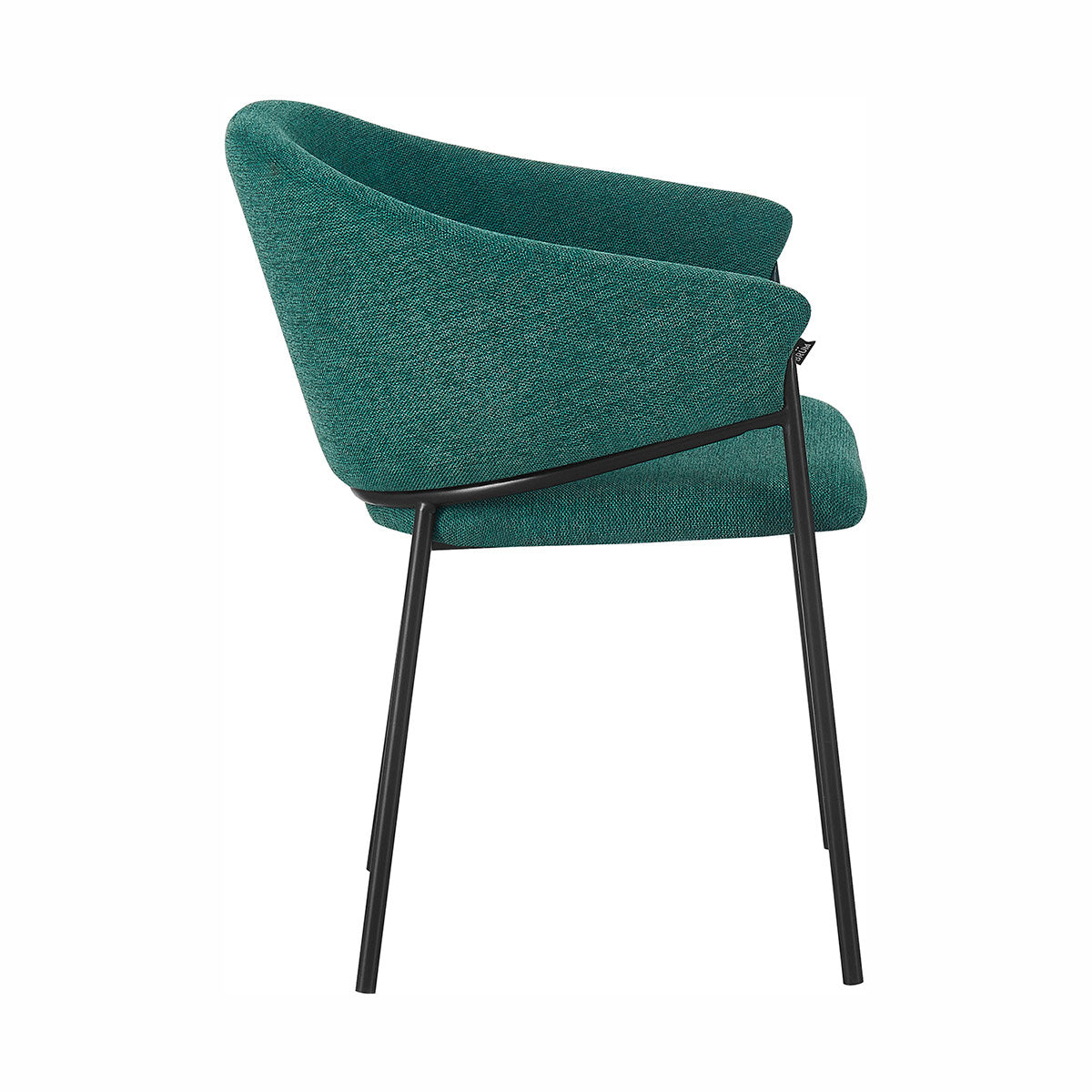 Silla Berlin pata negra verde fondo blanco vista lateral