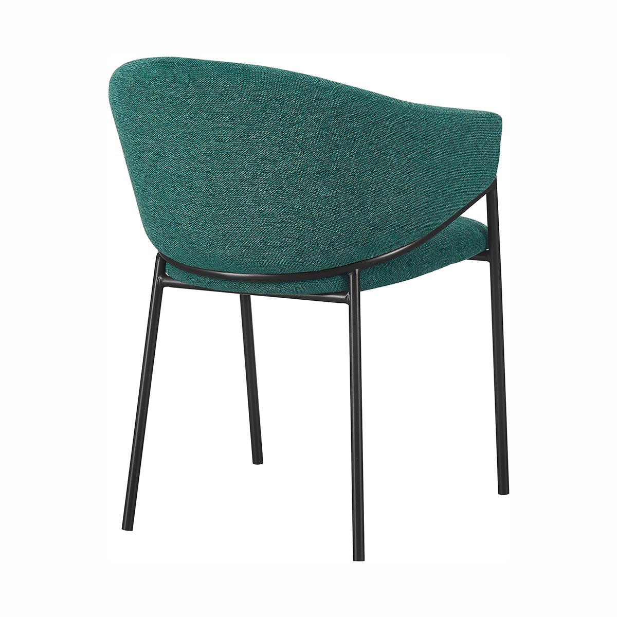 Silla Berlin pata negra verde fondo blanco vista en perspectiva trasera