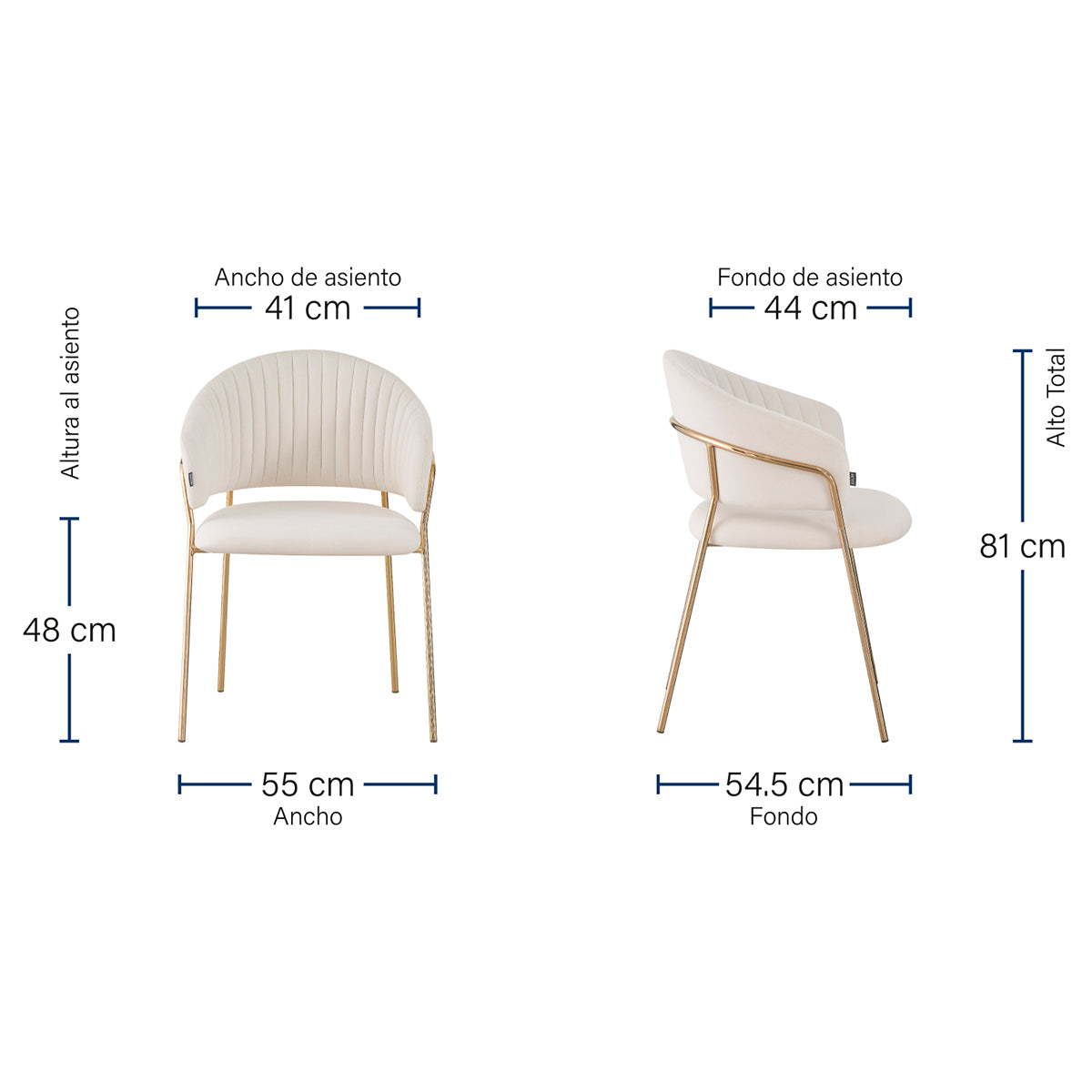 Silla Bilbao marfil medidas