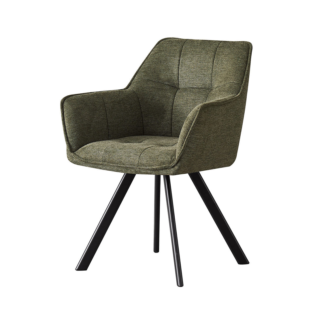 Silla Boston olivo fondo blanco vista en perspectiva frontal