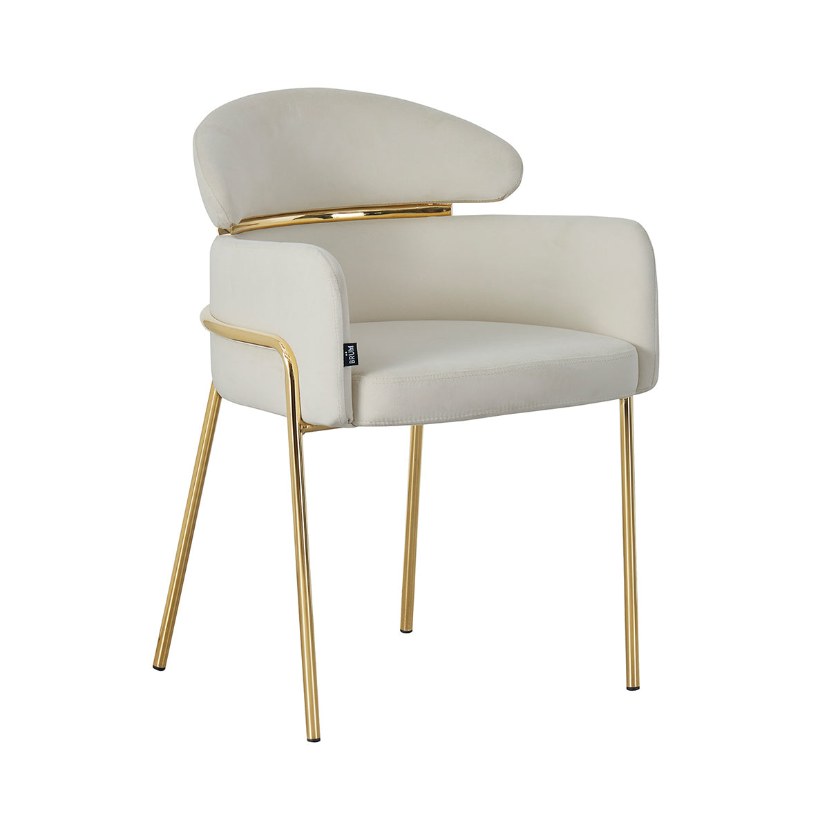 Silla Corey Beige fondo blanco vista en perspectiva frontal