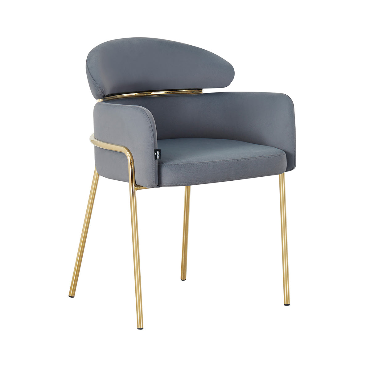 Silla Corey gris fondo blanco vista en perspectiva frontal