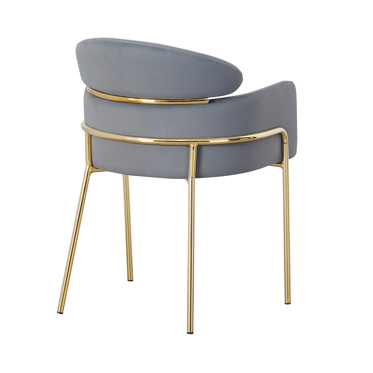 Silla Boston gris fondo blanco vista en perspectiva trasera