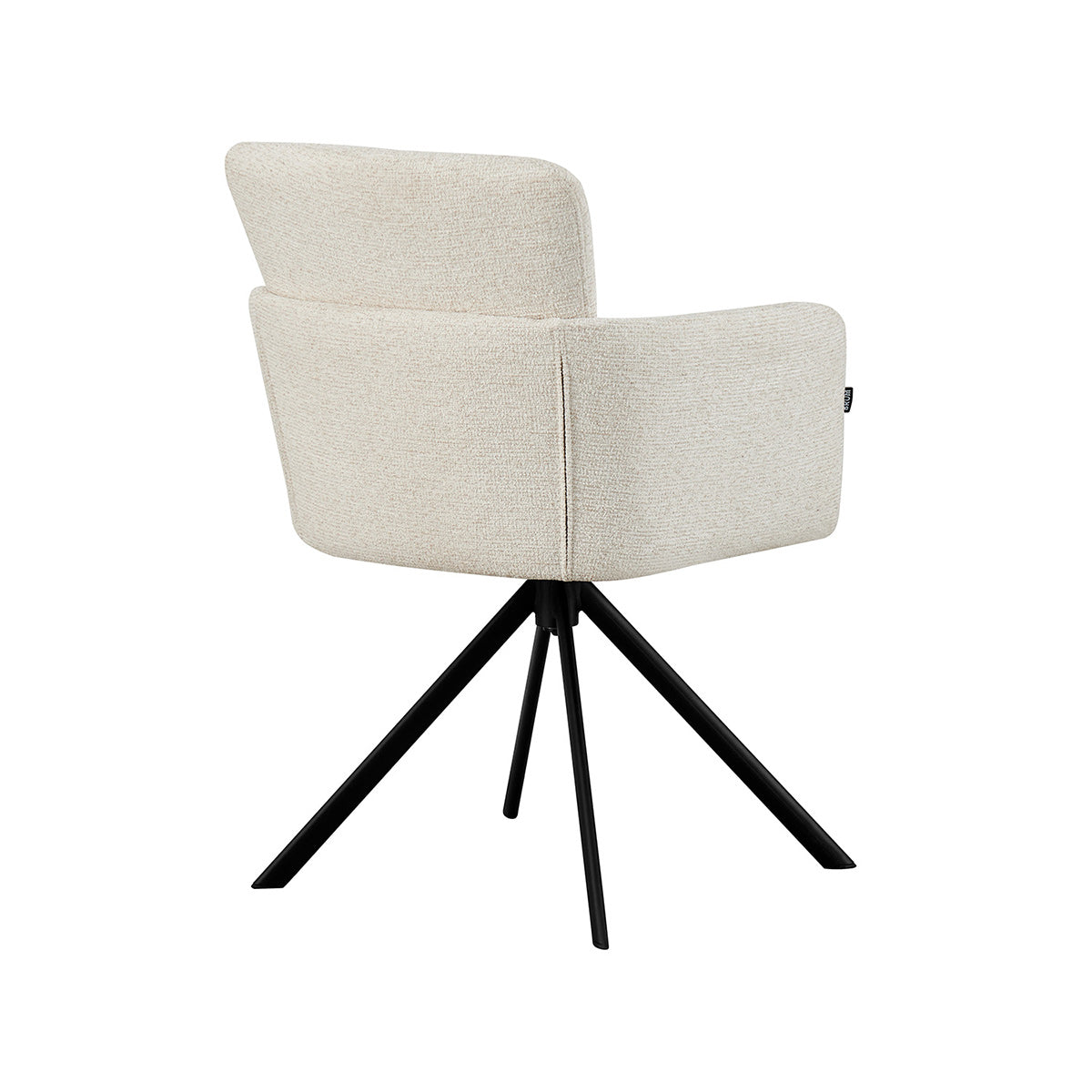 Silla Pontevedra beige fondo blanco vista en perspectiva trasera