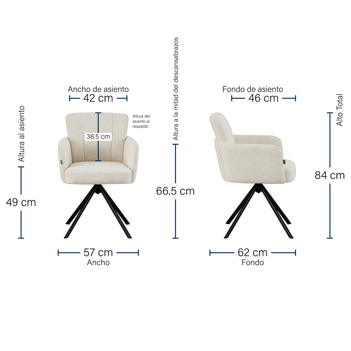 Silla Pontevedra beige medidas