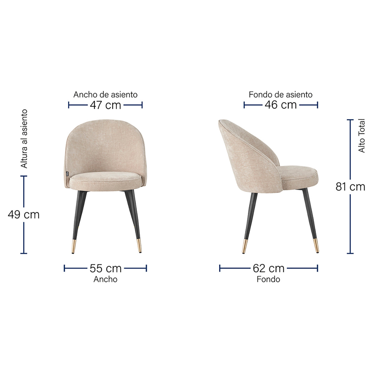 Medidas Silla Roodas beige