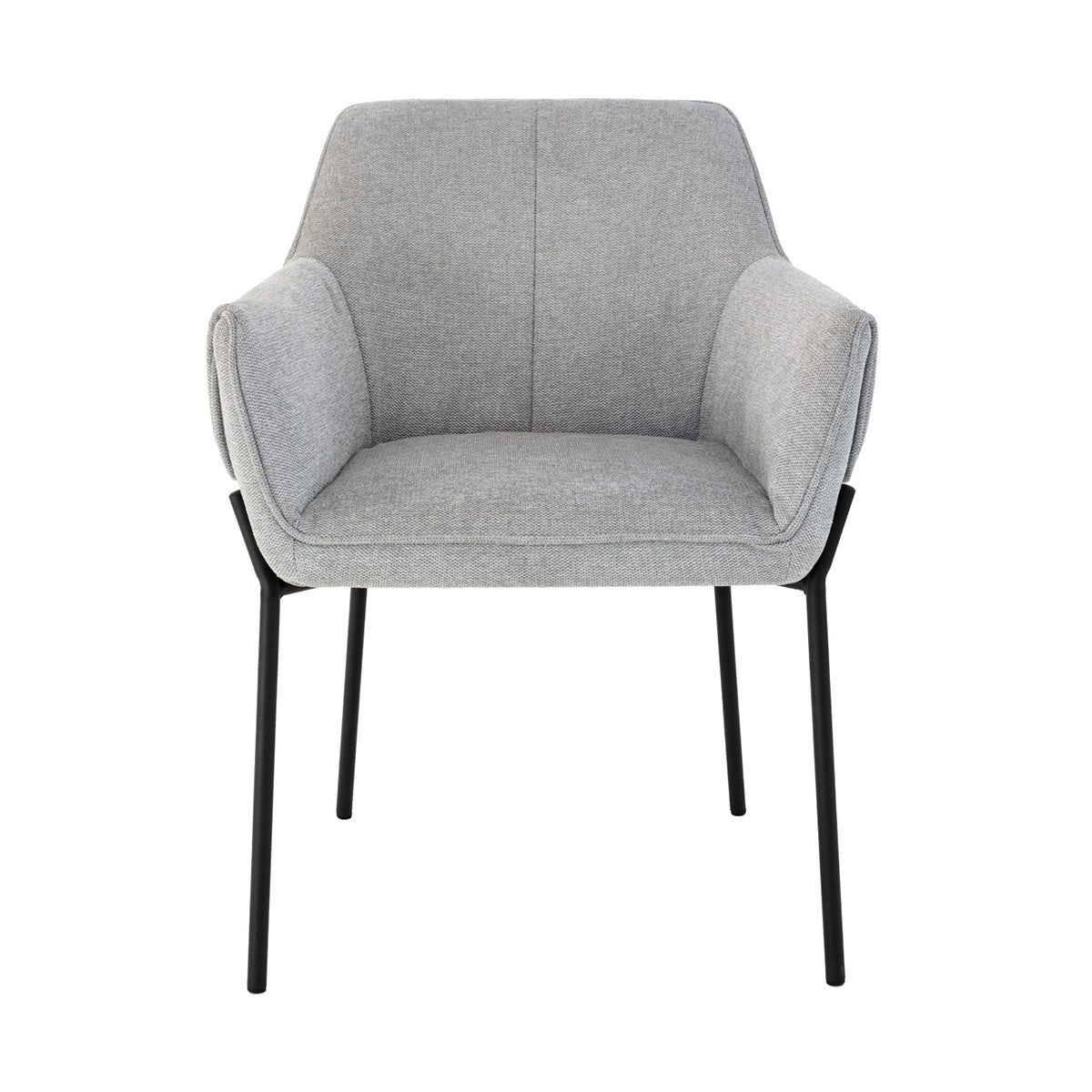 Silla Toronto pata negra color gris fondo blanco vista frontal