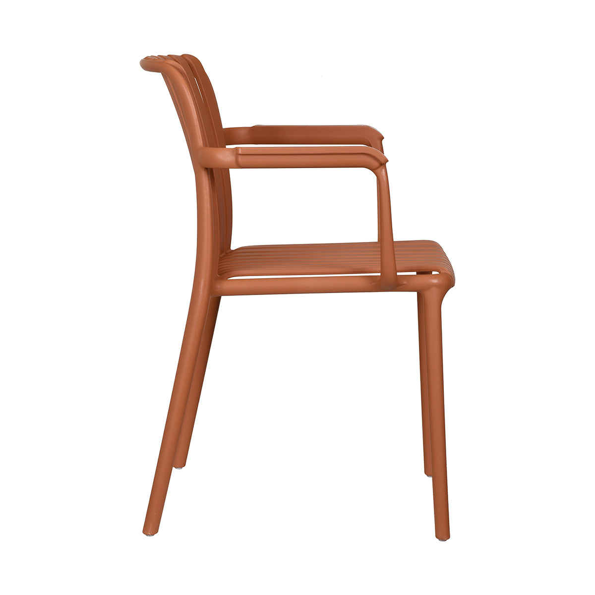 Silla de exterior Menorca naranja fondo blanco vista lateral