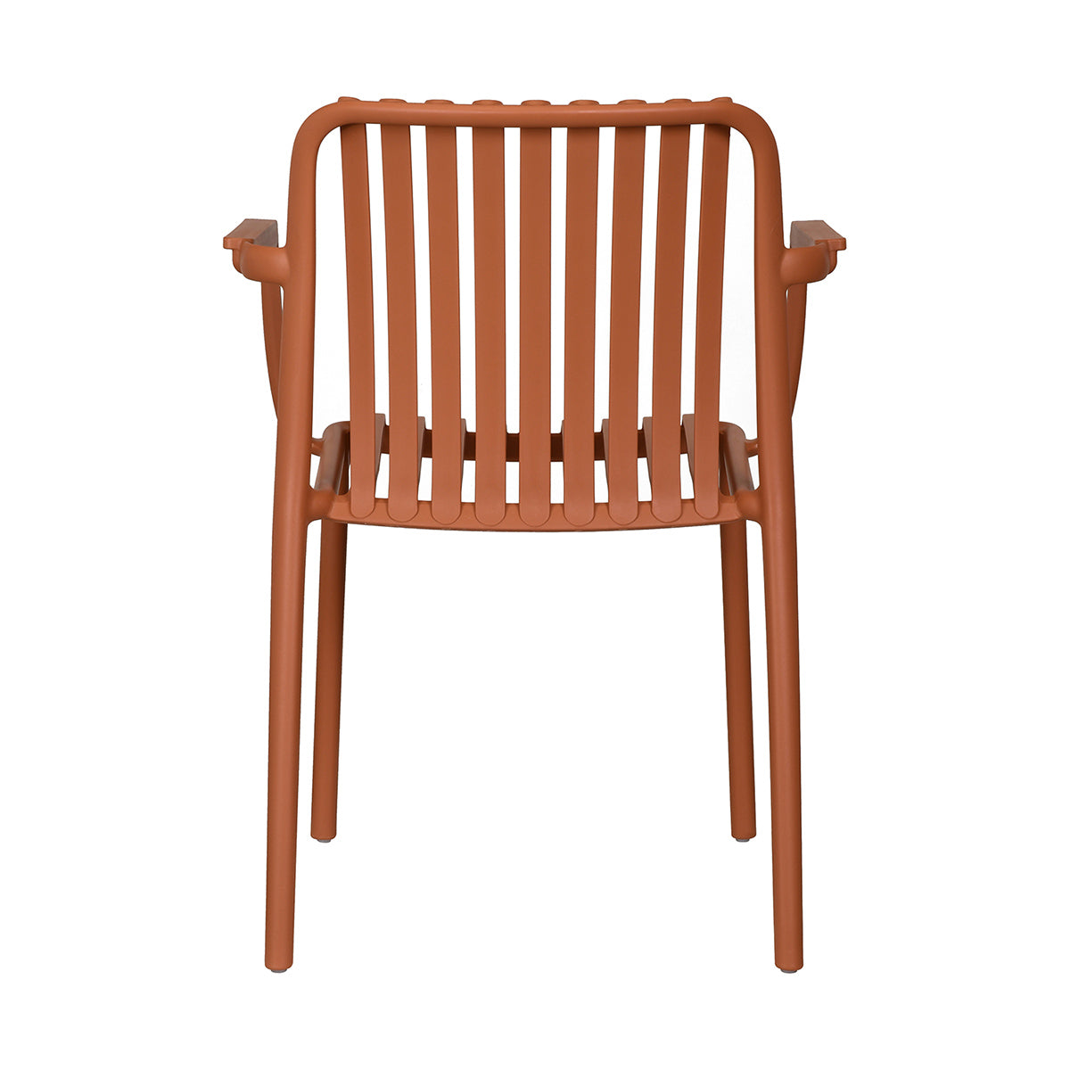 Silla de exterior Menorca naranja fondo blanco vista posterior