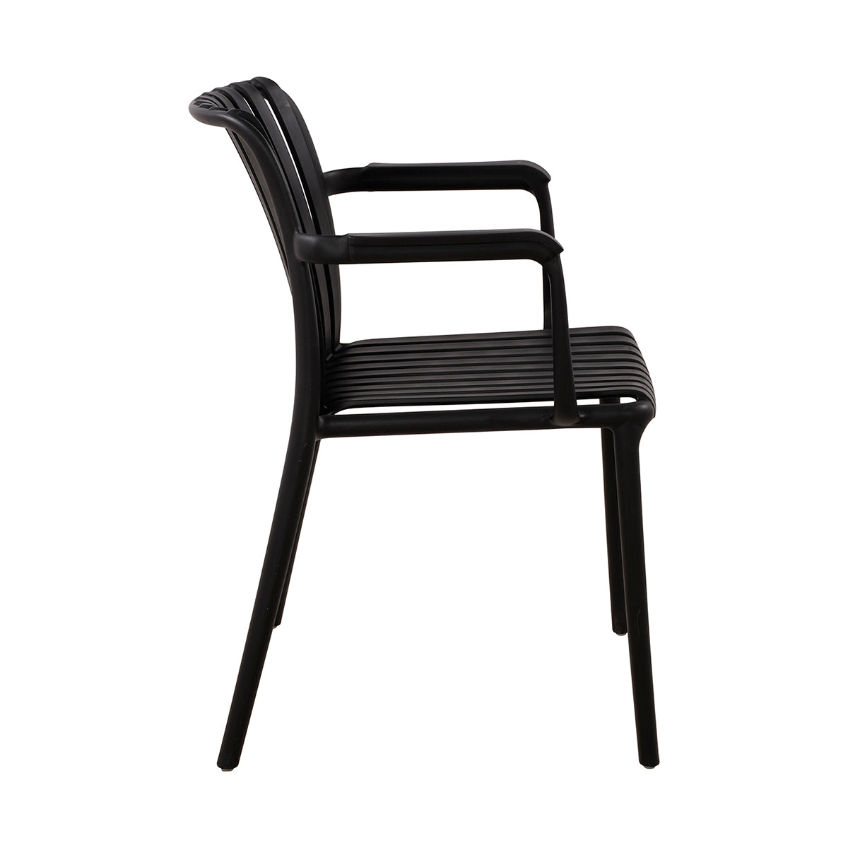 Silla de exterior Menorca negro fondo blanco vista lateral