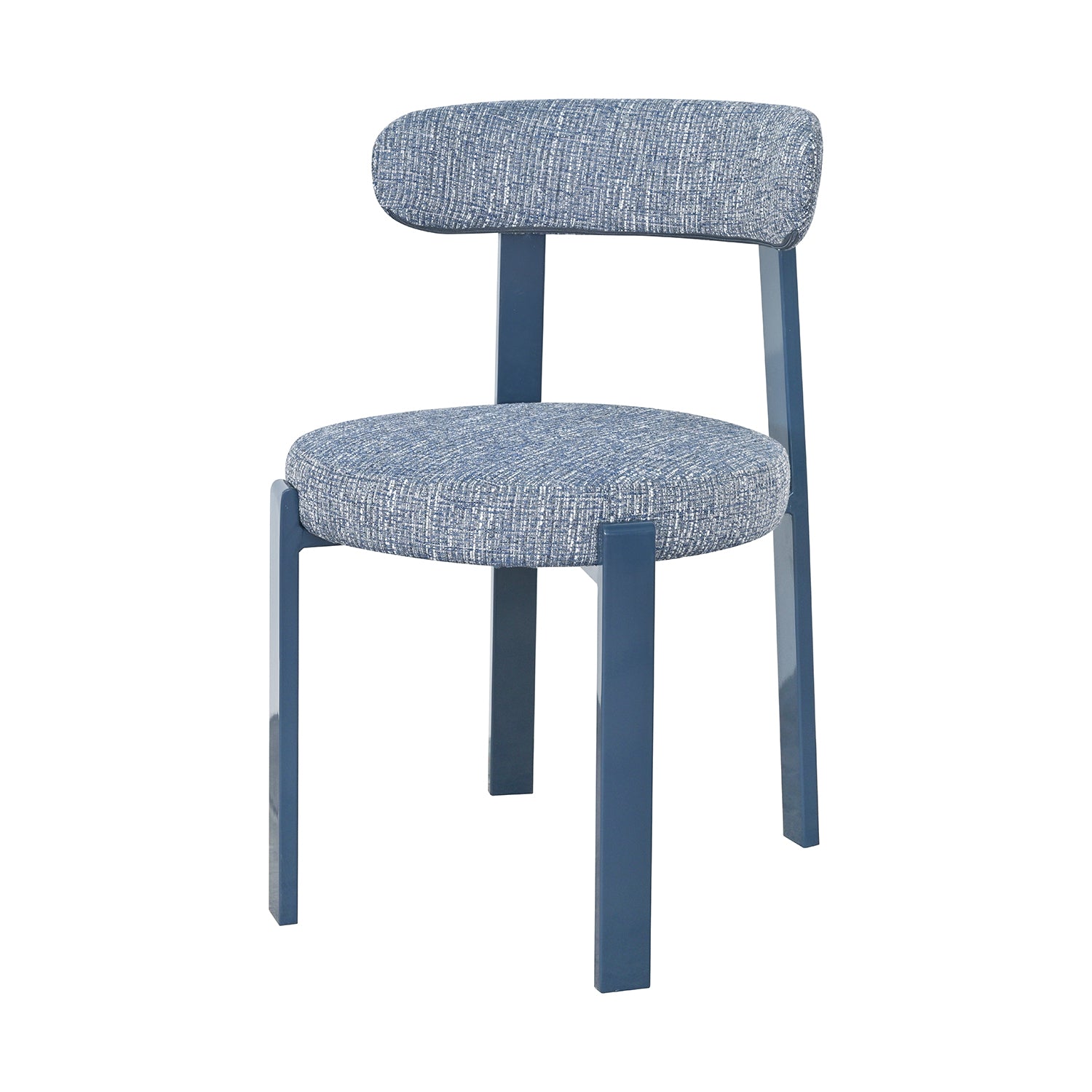 Silla Florida Azul Vista en Perspectiva con Fondo Blanco