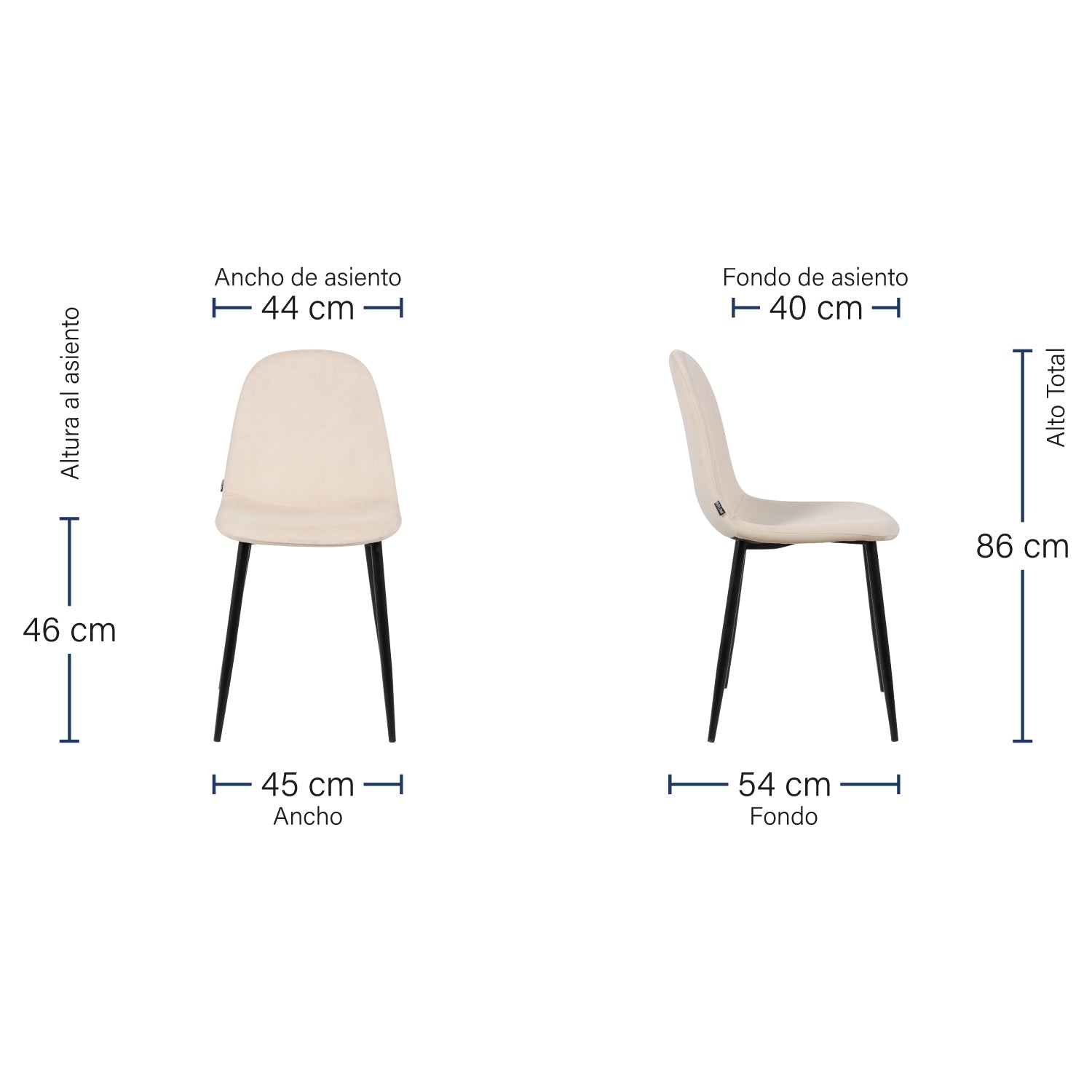 Silla Venecia Velvet Medidas