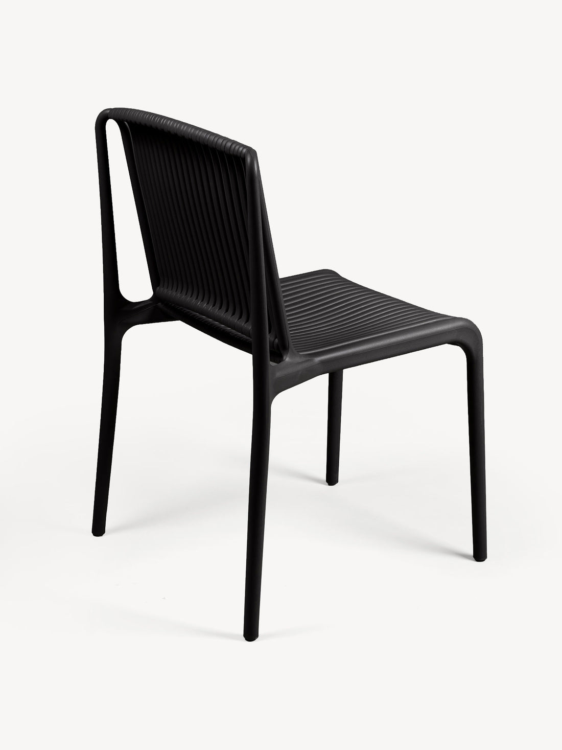 Silla de Exterior Creta Negro Vista en Perspectiva Trasera