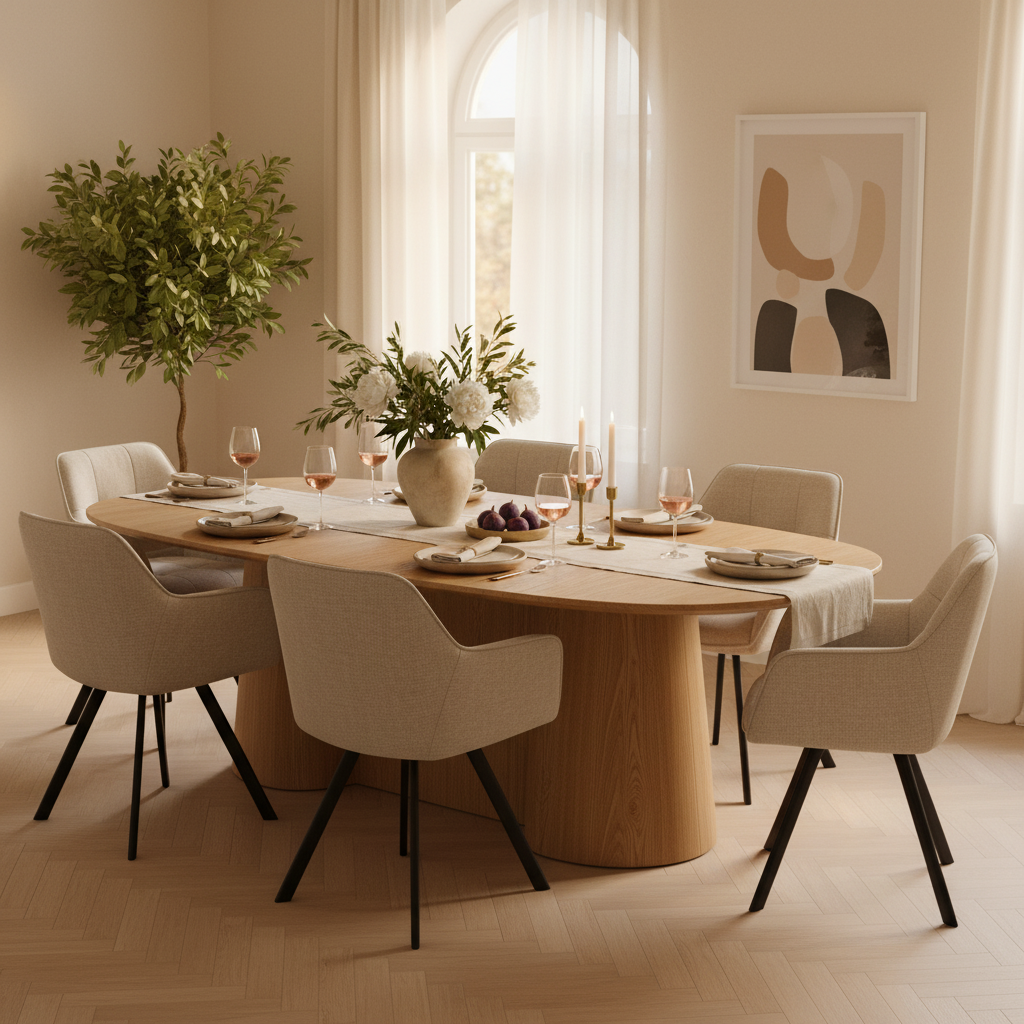 Silla Boston en comedor cálido estilo Tokio, foto ambientada