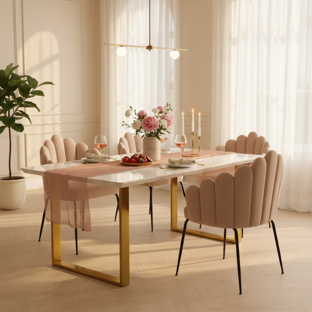 Silla Cordoba en comedor con velas, foto ambientada