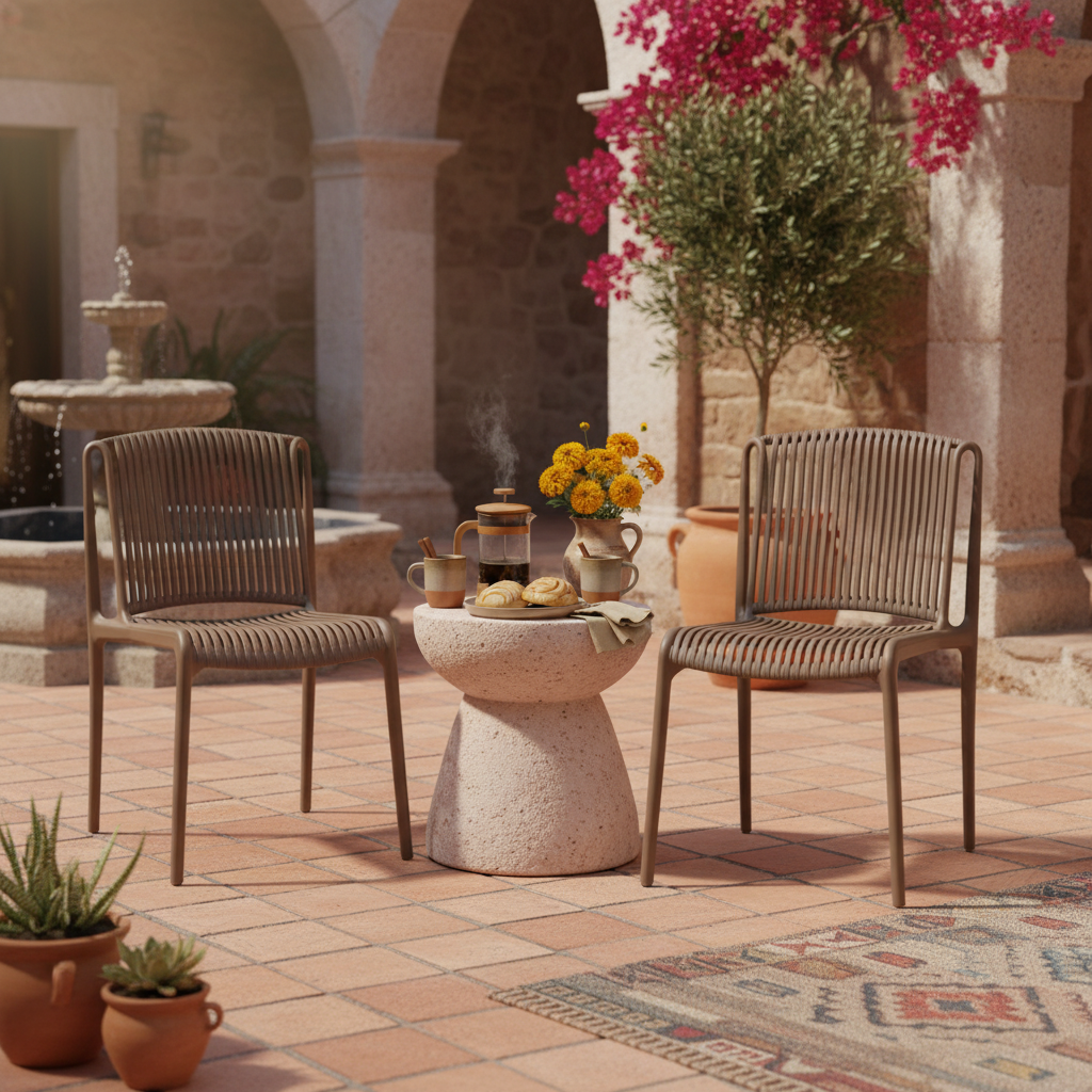 Silla de Exterior Creta en patio estilo San Miguel, foto ambientada