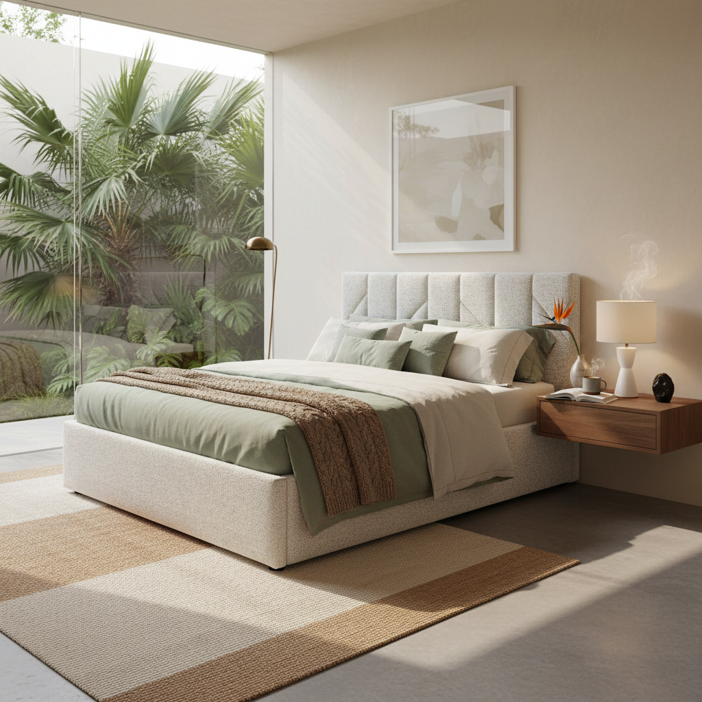 Cama Matrimonial Alicante en recámara estilo modernista Pedregal, foto ambientada